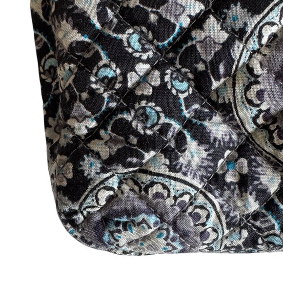 Vera Bradley Deluxe Crossbody Purse Bag Floral Blue Gray Adjustable Strap - Picture 9 of 16